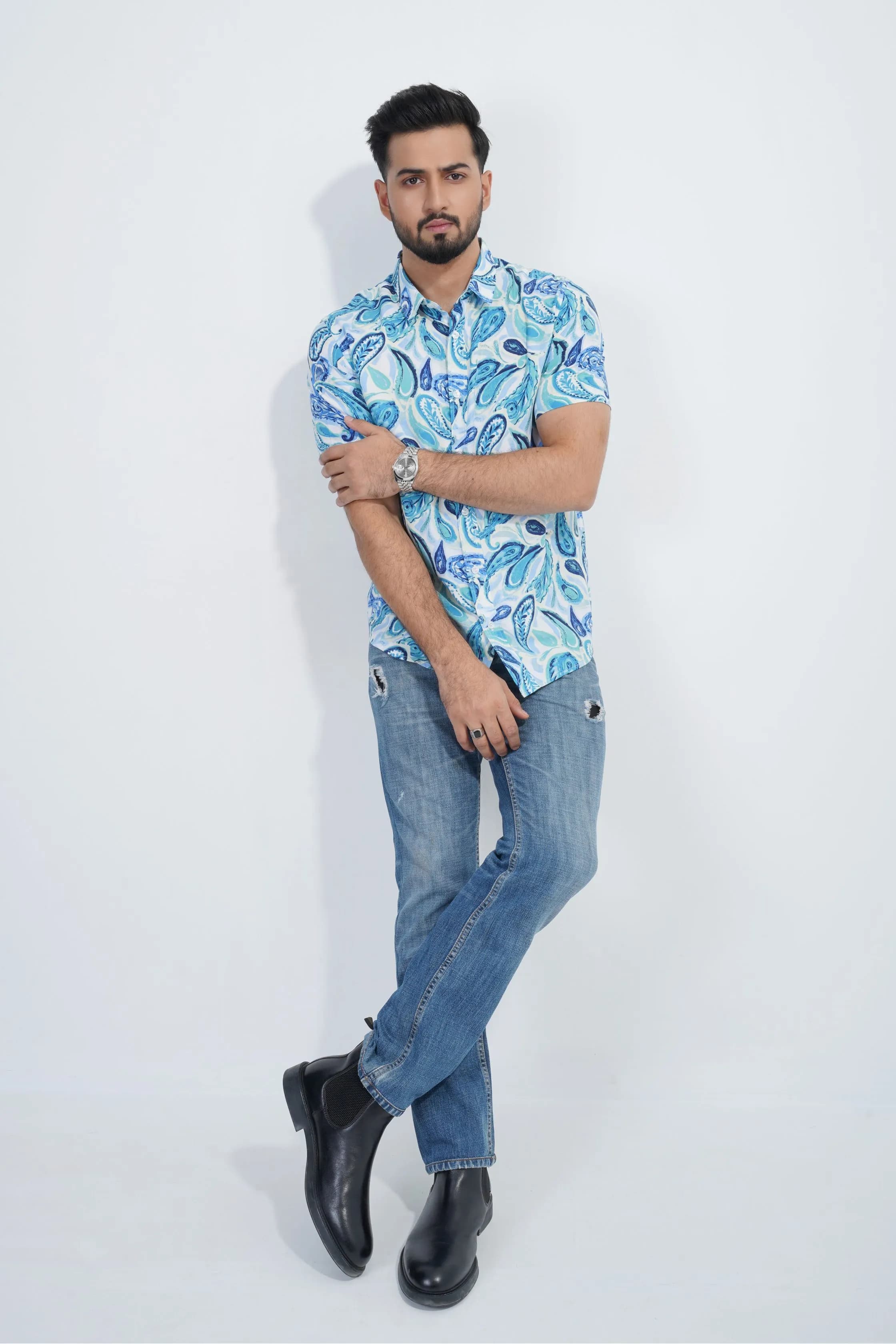 Men’s Paisley Print Viscose Shirt