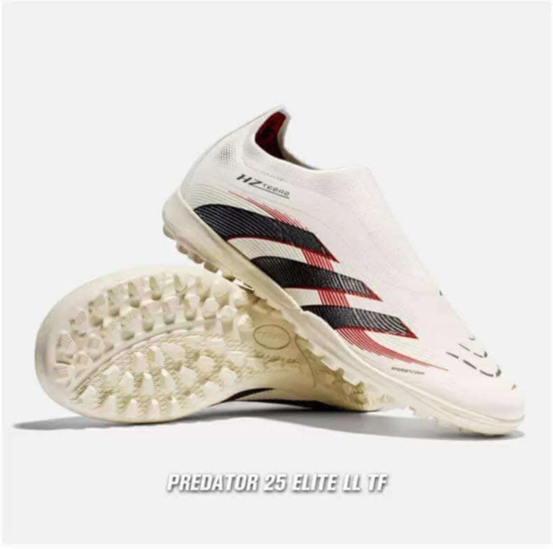 Predator 25 Elite Laceless Turf Football Shoes – White Edition