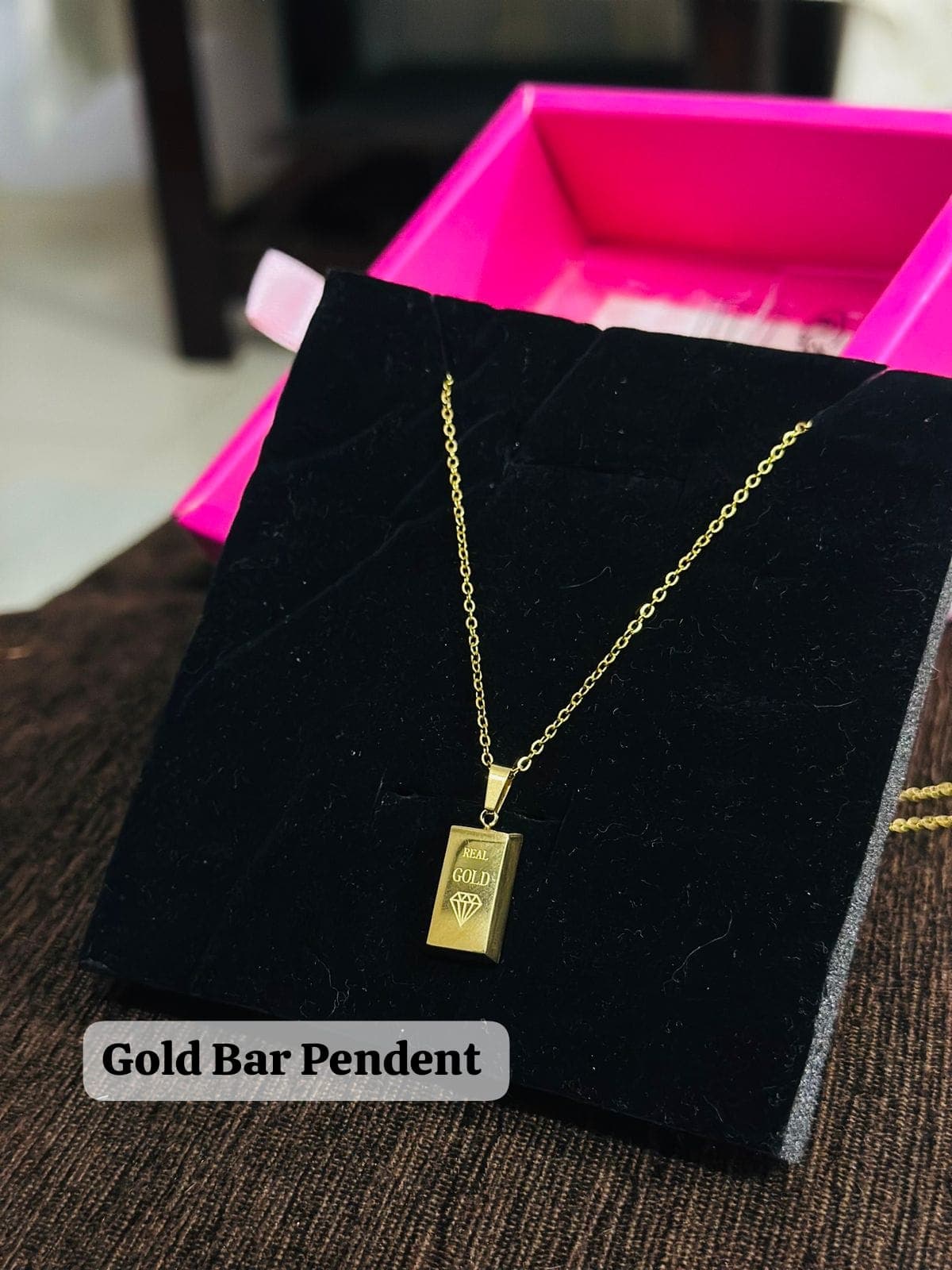 Gold Bar Pendant Necklace