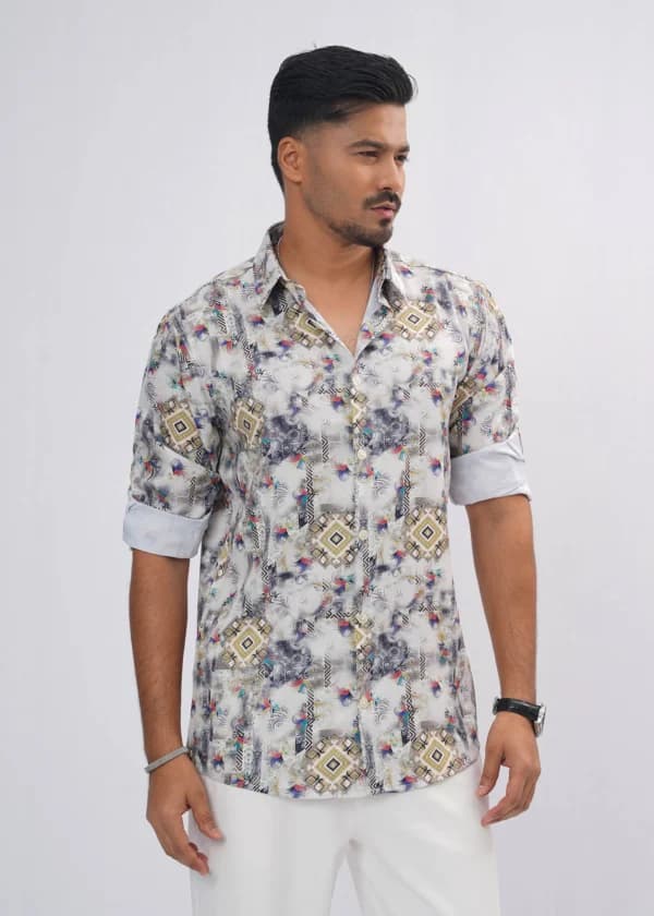 Aztec Diamond Premium Full Sleeve Shirt – Ivory