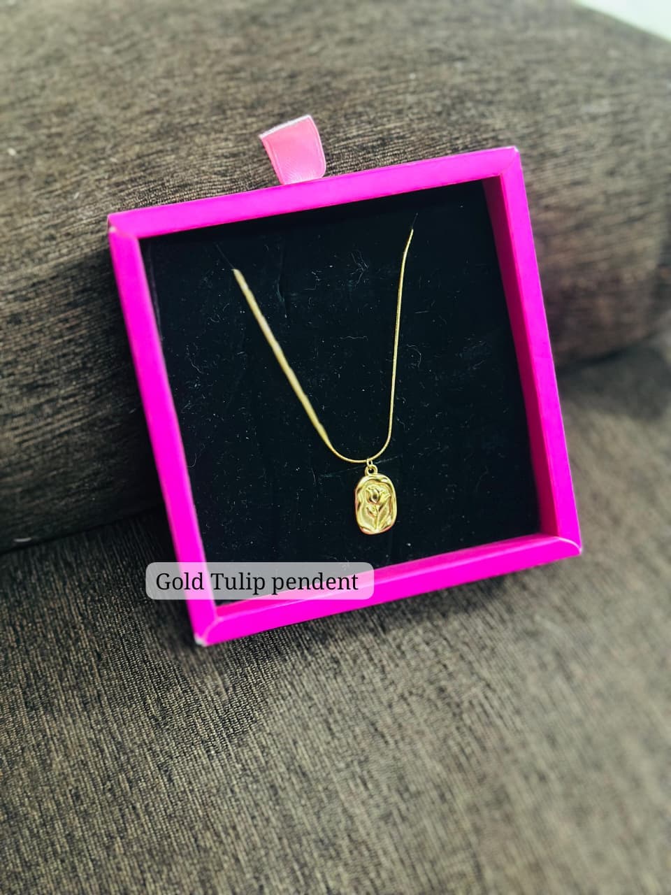Gold Tulip Pendant Necklace