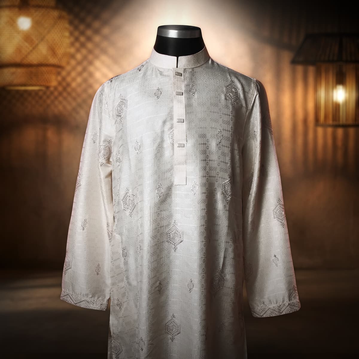 Moonlight – Creamy Off-White Panjabi with Contrast