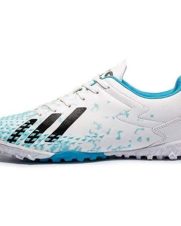 Predator Accuracy Turf Football Shoes – White & Ice Blue Edition